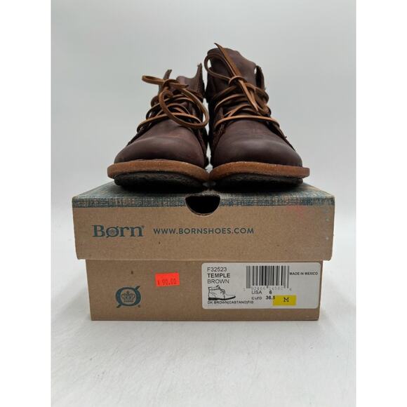 Børn TEMPLE F32523 Women's NEW Lace Up Leather Ankle Boots Brown US Size 6 NIB - Picture 11 of 11